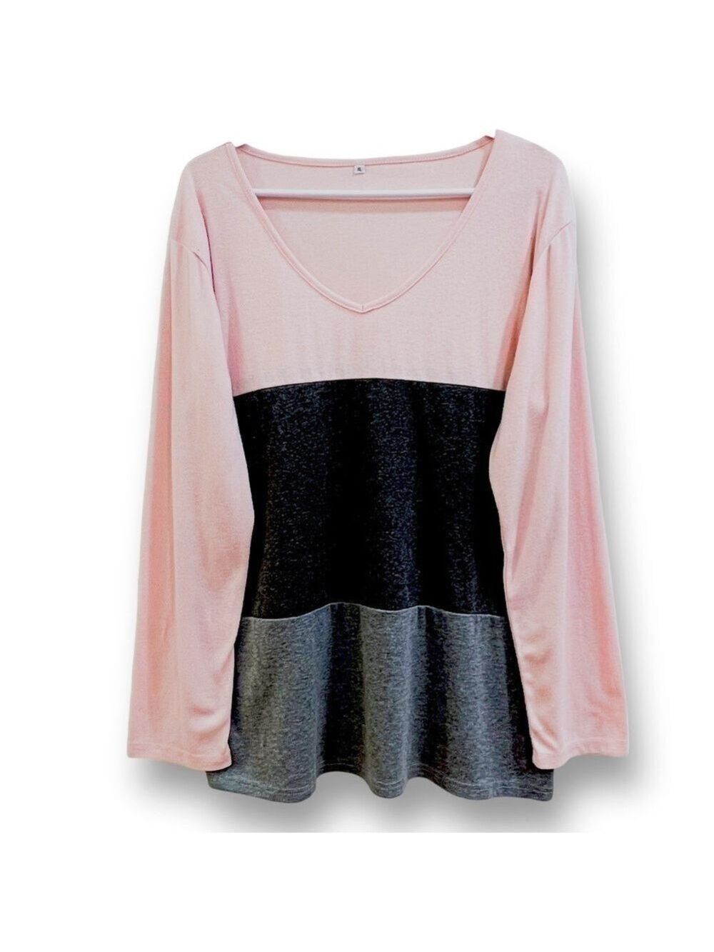 ⭐️2 for 20$⭐️ Soft knit pink long sleeve colour block tshirt size XL
